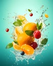 Fresh fruits and water cocktail summer good vibes design